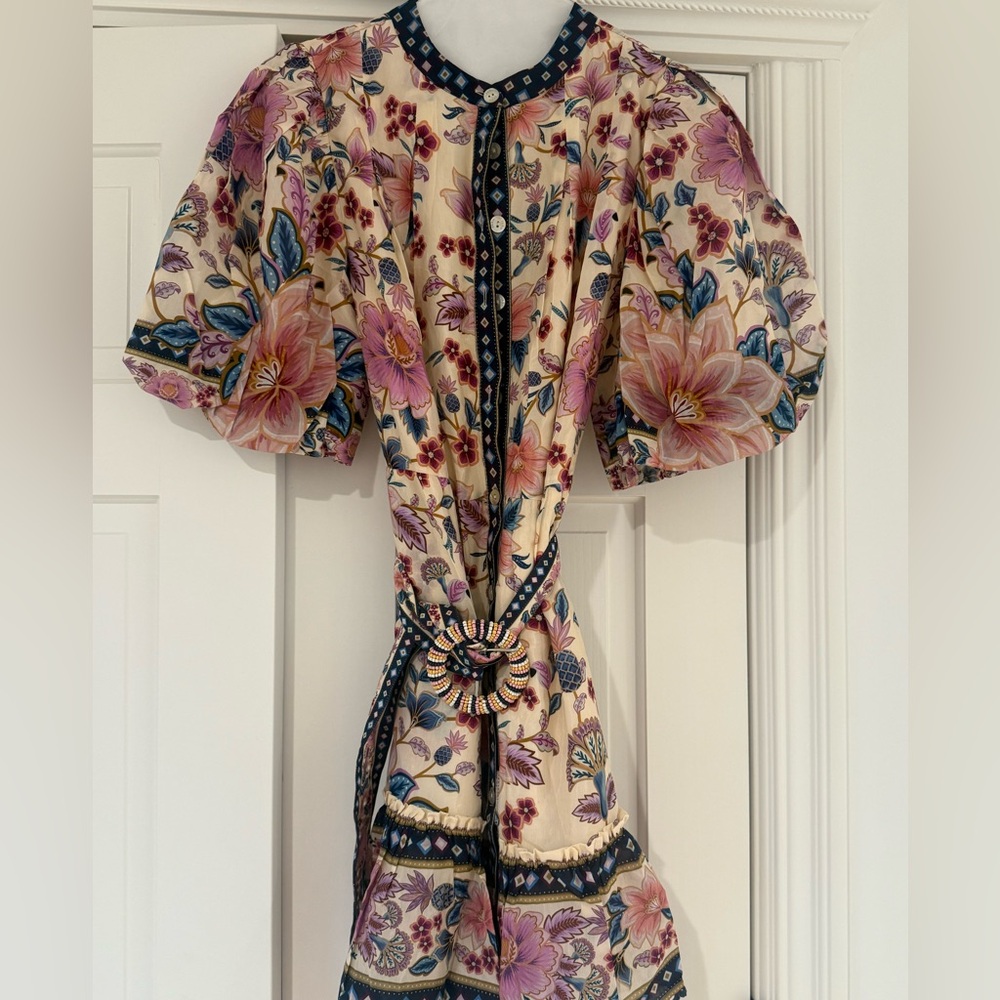 NWT NBW FARM Rio Floral dress with beaded belt